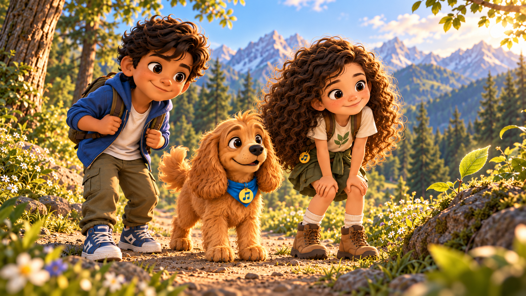 Belén, Thomas y Caramelo juntos en una aventura del universo MELOAVENTURA.